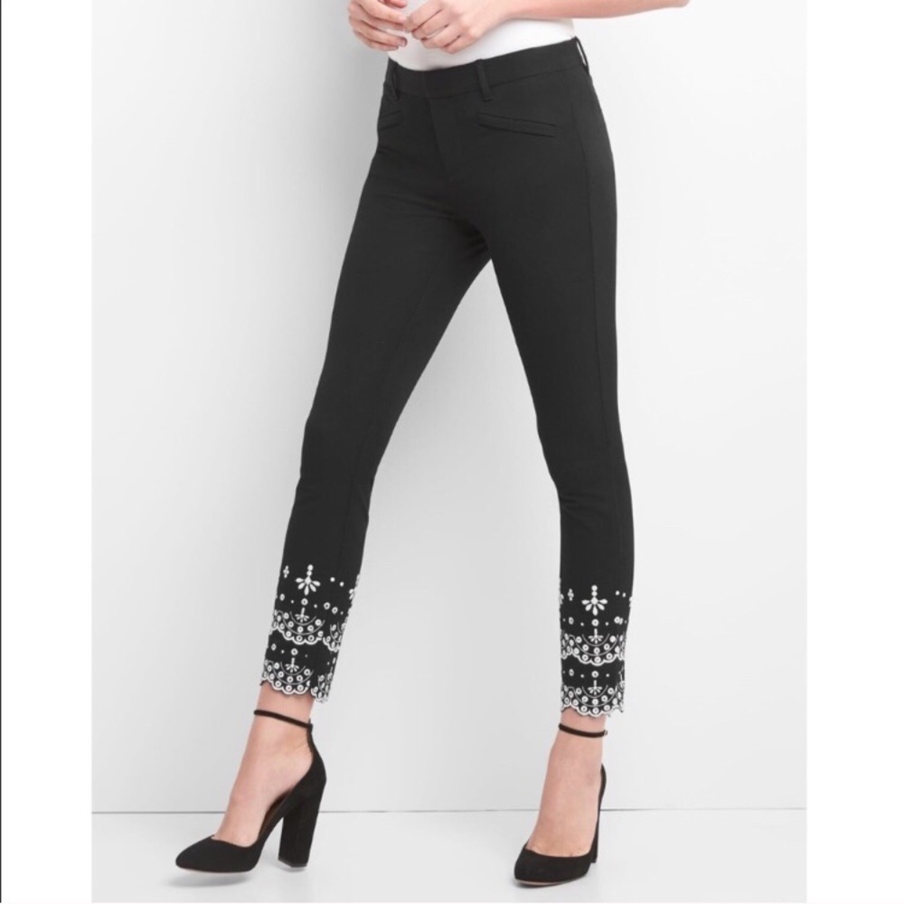 Black embroidered dress pants GAP